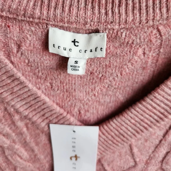 True Craft Women's Pink V Neck Sweater Vest | Size Small | NWT - Picture 3 of 8